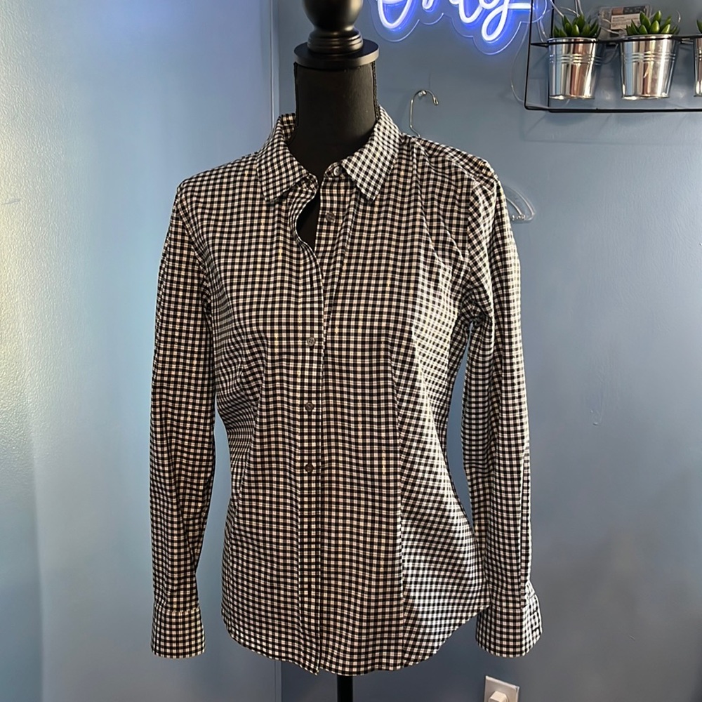 Talbots checkered button down shirt